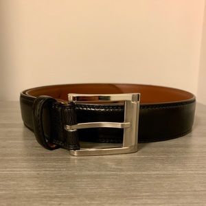 Black leather BOSCA dress belt